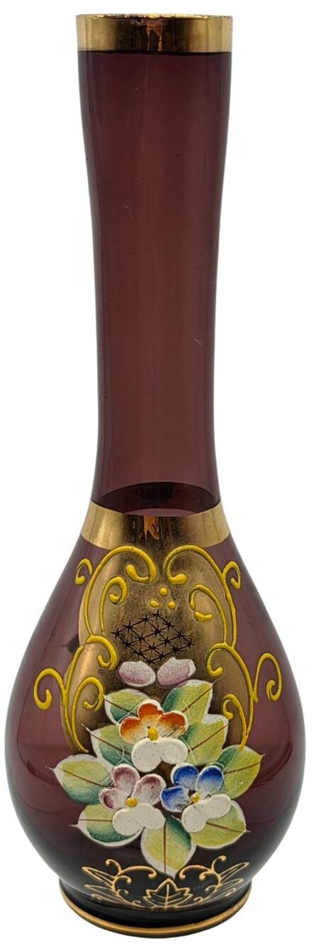 VINTAGE NORLEANS JAPAN AMETHYST HAND PAINTED BUD VASE